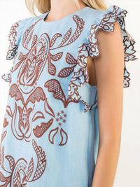Thml - Flutter Sleeves Embroidery Detail Dress