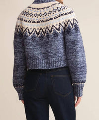 Z Supply North Sea Fair Isle Cardigan in blue velvet heather 1 - women's cardigan - alternate view