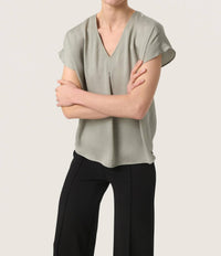 Soaked In Luxury - Loana Short Sleeve V-neck Blouse