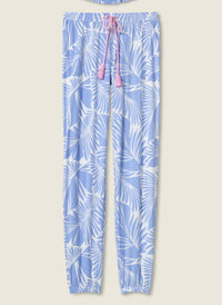 PJ Salvage Bayside Dreams Banded Pant in blue white - women's pants - alternate view