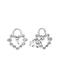 Pandora - Sparkling Heart Padlock Stud Earrings