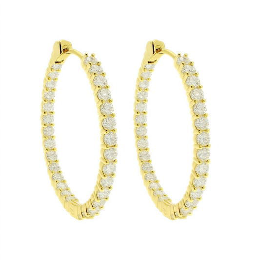 Allyanna Gifts - Women's Sterling Silver Moissanite Inside Out Hinged Hoop Earrings