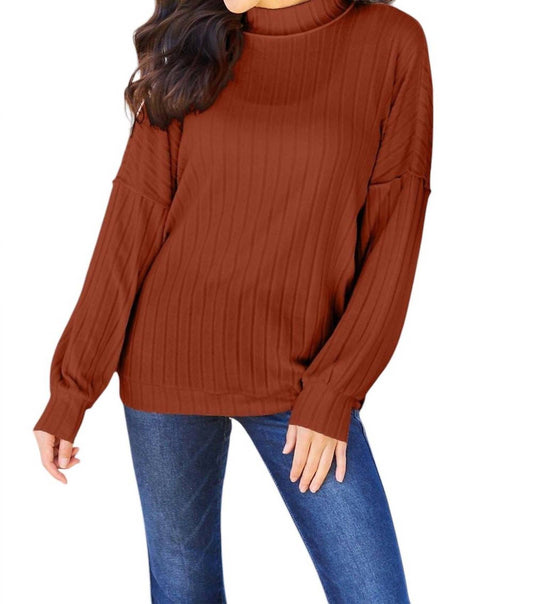 Basic Bae - Sleek Ribbed Mock Neck Knit Top