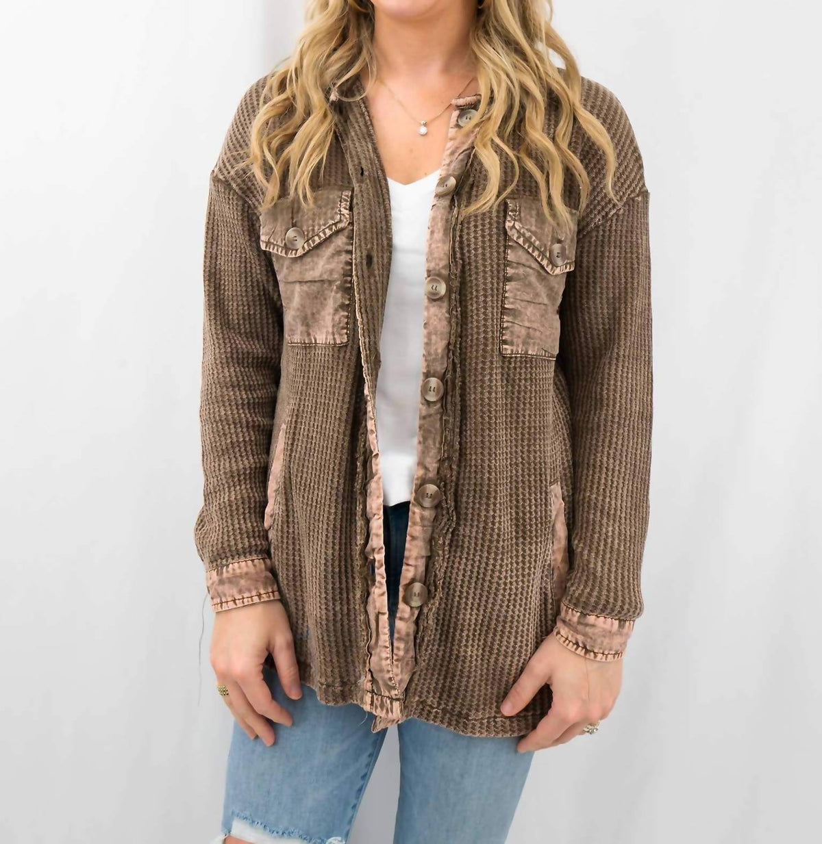 Zenana - Women's Acid Wash Shacket