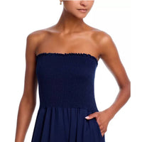 peixoto Harriet Strapless Smocked Jumpsuit in classic navy - women's pants - detail view