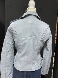 Coalition LA Women's Leather Jacket in baby blue - women's jacket - alternate view