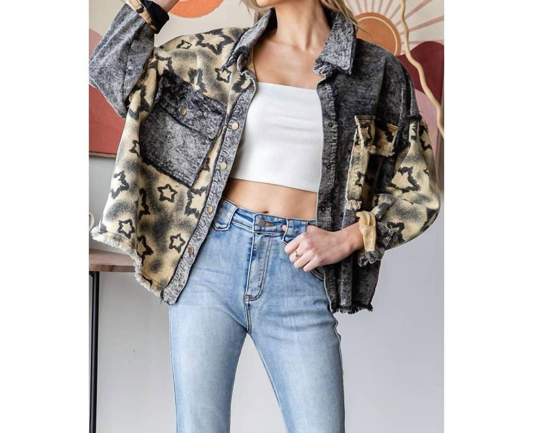 Oli & Hali - Washed Star Print Corduroy Mix Jacket