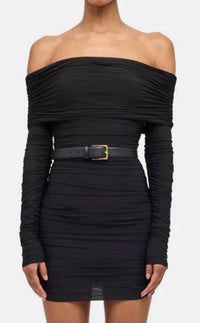 RONNY KOBO Kya Off The Shoulder Dress in black - women's dress - detail view