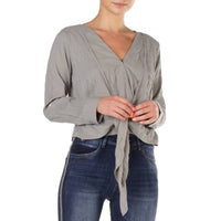 ELAN Wrap Front Shirt in sage - women's blouse