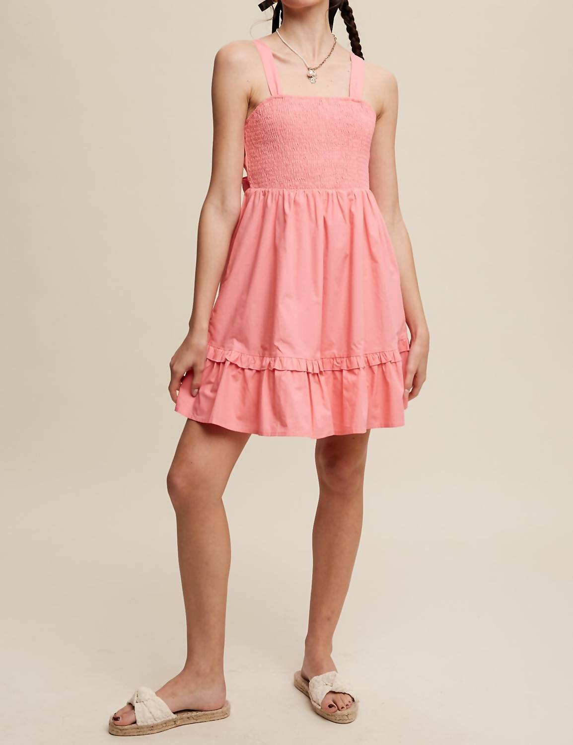 Listicle - pink smocked sundress