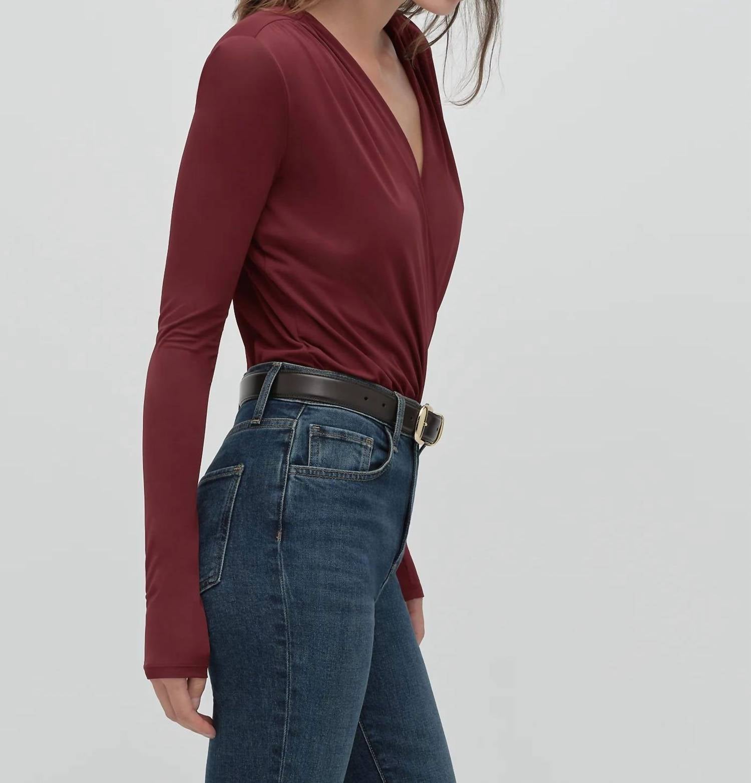 Favorite Daughter Slinky Date Blouse Bodysuit in vino - women's shirt - alternate view