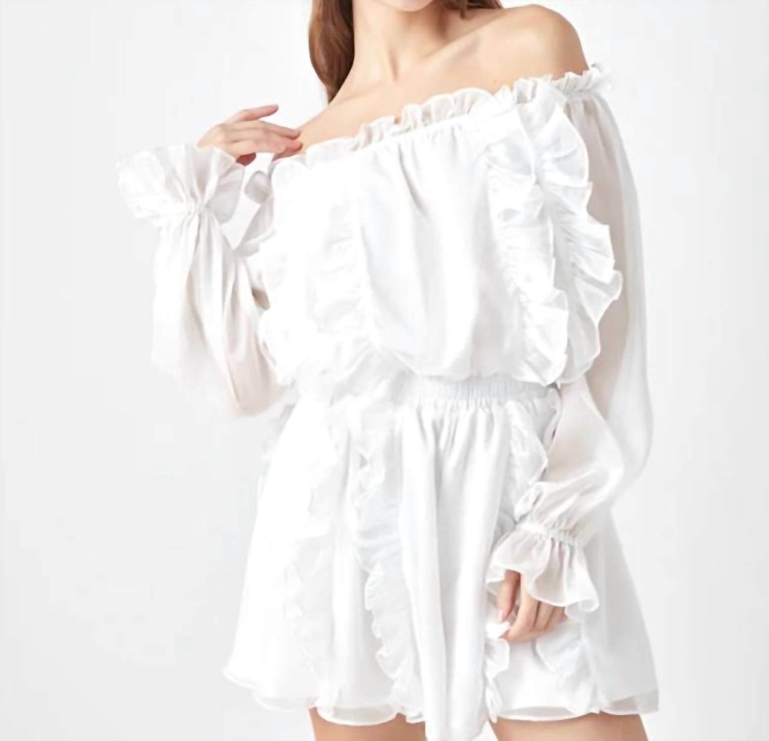 Endless Rose - Off the Shoulder Ruffled Romper