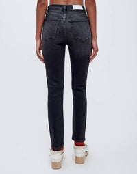 RE/DONE 90's High Rise Ankle Crop Jean in onyx fade - women's jeans - detail view