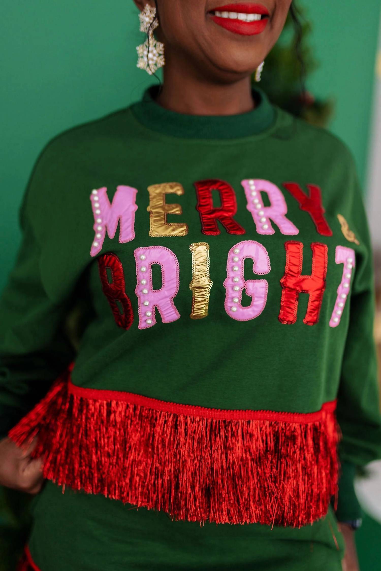 Brianna Cannon - Merry & Bright Tinsel Fringe Sweatshirt