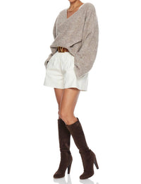 PINCH High Waist Pu Leather Shorts in ivory - women's shorts - detail view