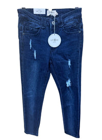 umgee Women's Distressed Skinny Jeans in dark blue - women's jeans