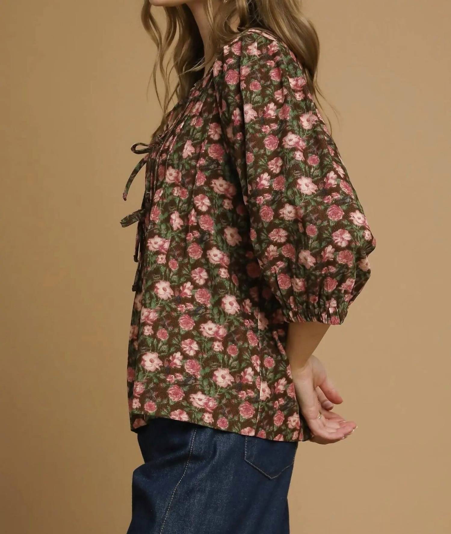 Umgee - Bloom & Stroll Pintuck Blouse