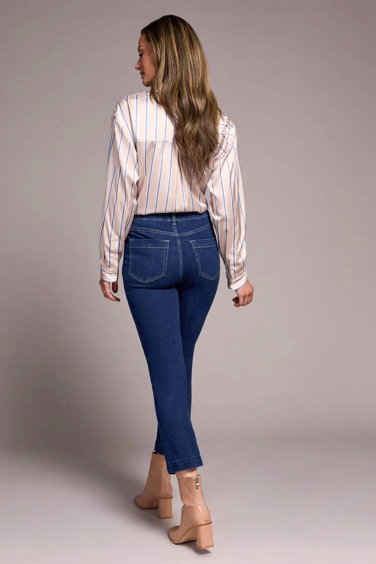 Tribal - Audrey Pull-on Crop Straight Jeans With Front Crease