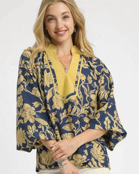 Umgee - Two Tone Floral Print Top