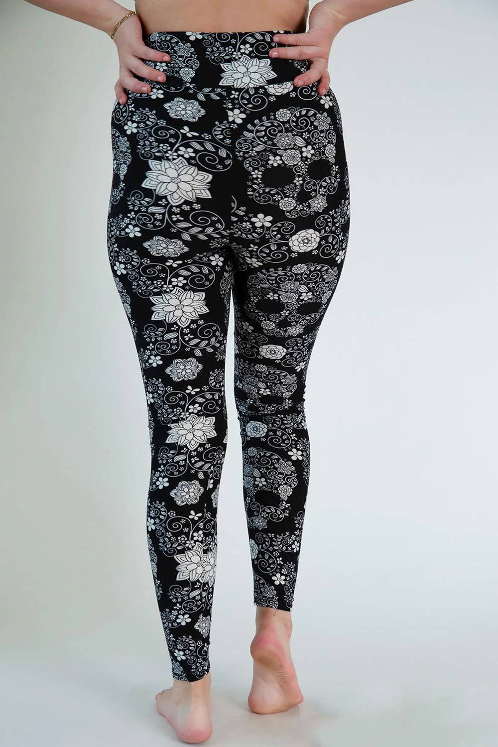 Boutique Only - Skull Floral Print Pocket Leggings