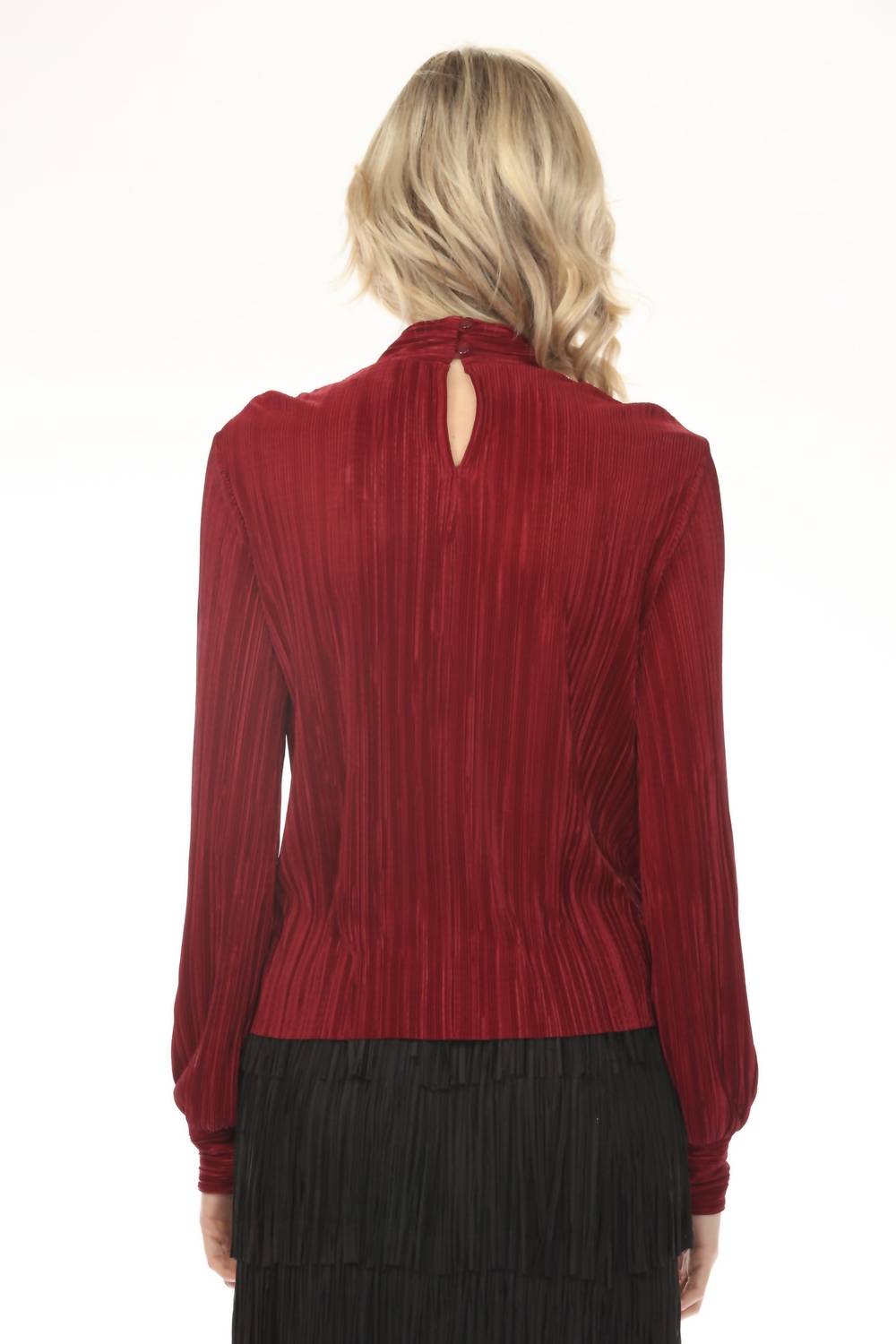 Joseph Ribkoff - Micro Pleated Mock Neck Top