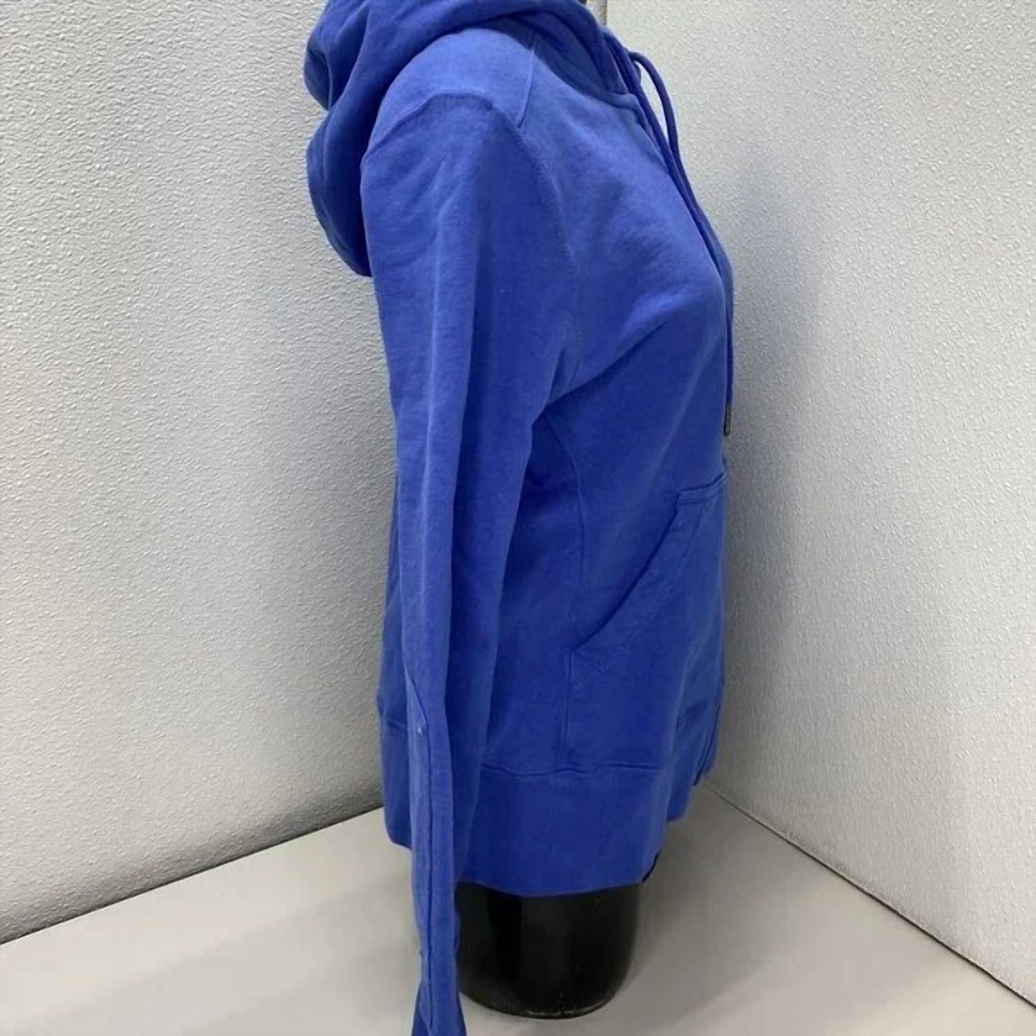 American Giant Women's Relaxed Classic Full Zip Hoodie in blue - women's top - detail view