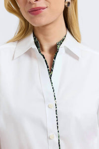 Foxcroft - Leopard Trim Long Sleeve Shirt