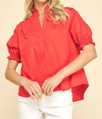 Pinch - Puff Sleeve Solid Top