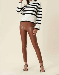 Sixty One - Vibrant Faux Leather Skinny with Zipper Pants