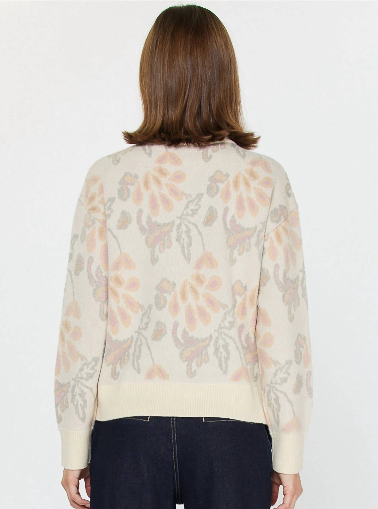 Current Air - Jacquard Floral Half-Zip Sweater