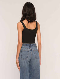 heartloom Halo Faux Leather Tank Top in black - women's tank top - detail view