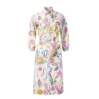 BANJANAN Gemma Belted Button-down Midi Dress in marine mirage - women's dress - view 4