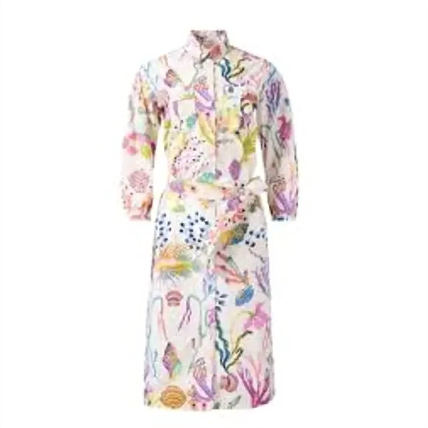 BANJANAN Gemma Belted Button-down Midi Dress in marine mirage - women's dress - view 4