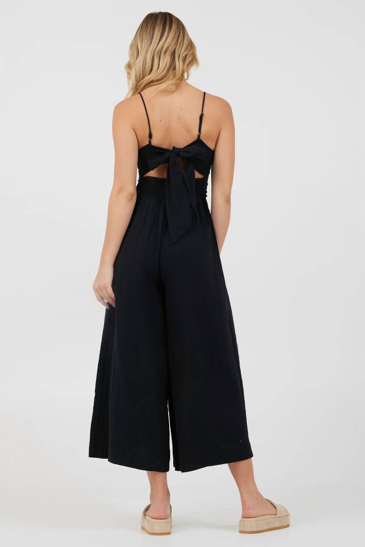 Ocean Drive - Lightweight Tie Front Jumpsuit