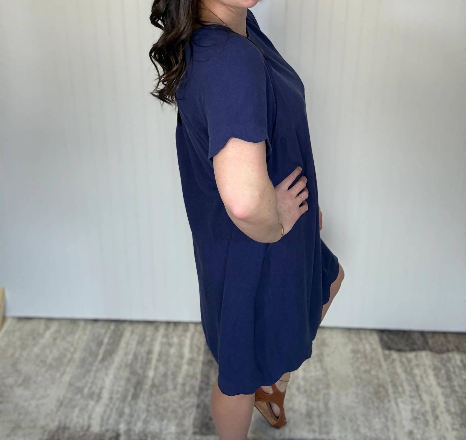Umgee - Scalloped Hem Linen Dress