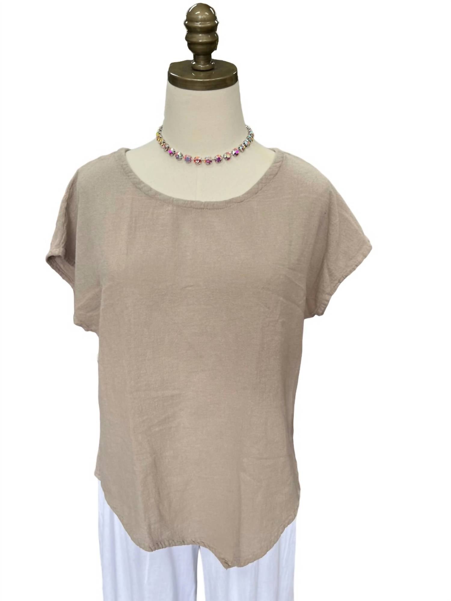 Oh My Gauze! Grace Top in taupe - women's t-shirt