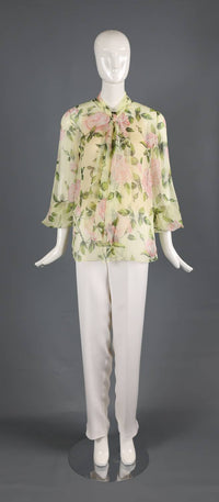 Oscar De La Renta - English Rose Silk Chiffon Blouse