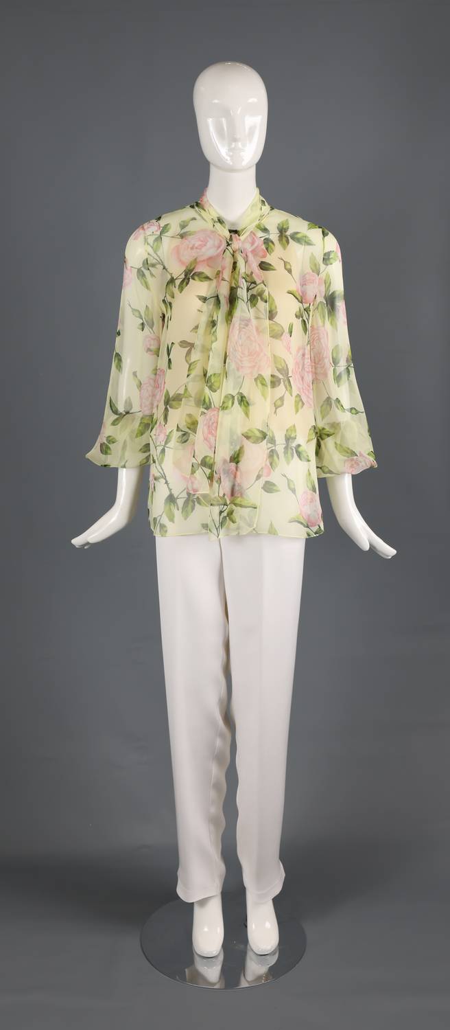 Oscar De La Renta - English Rose Silk Chiffon Blouse