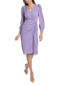 Maggy London - Pleated Ruched Long Sleeve Dress