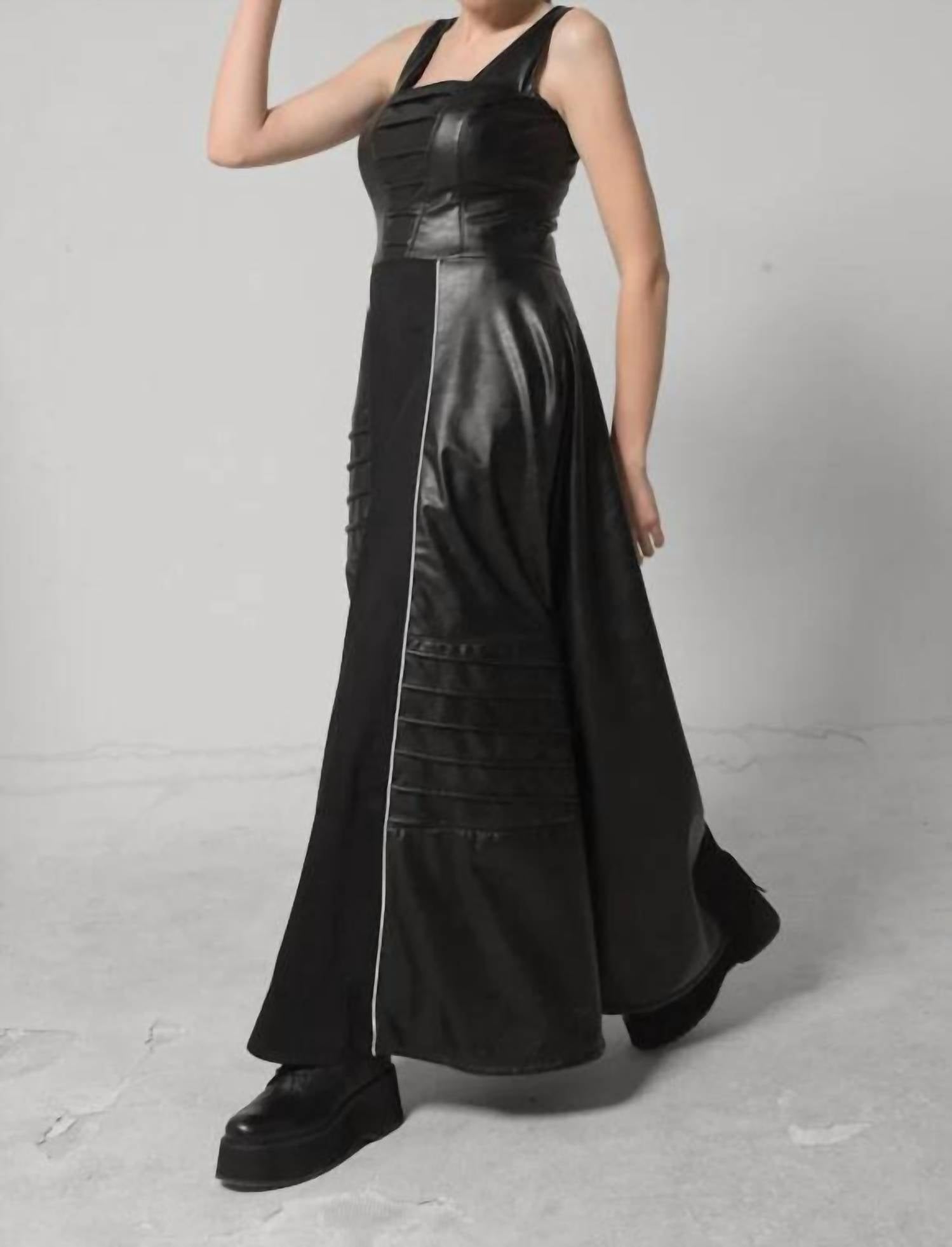 Metamorfosi - Long Flare Vegan Leather Dress