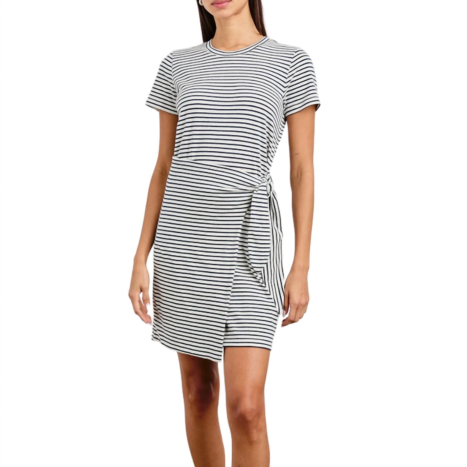 Rails Women's Edie Dress in ivory navy micro stripe - women's dress - alternate view