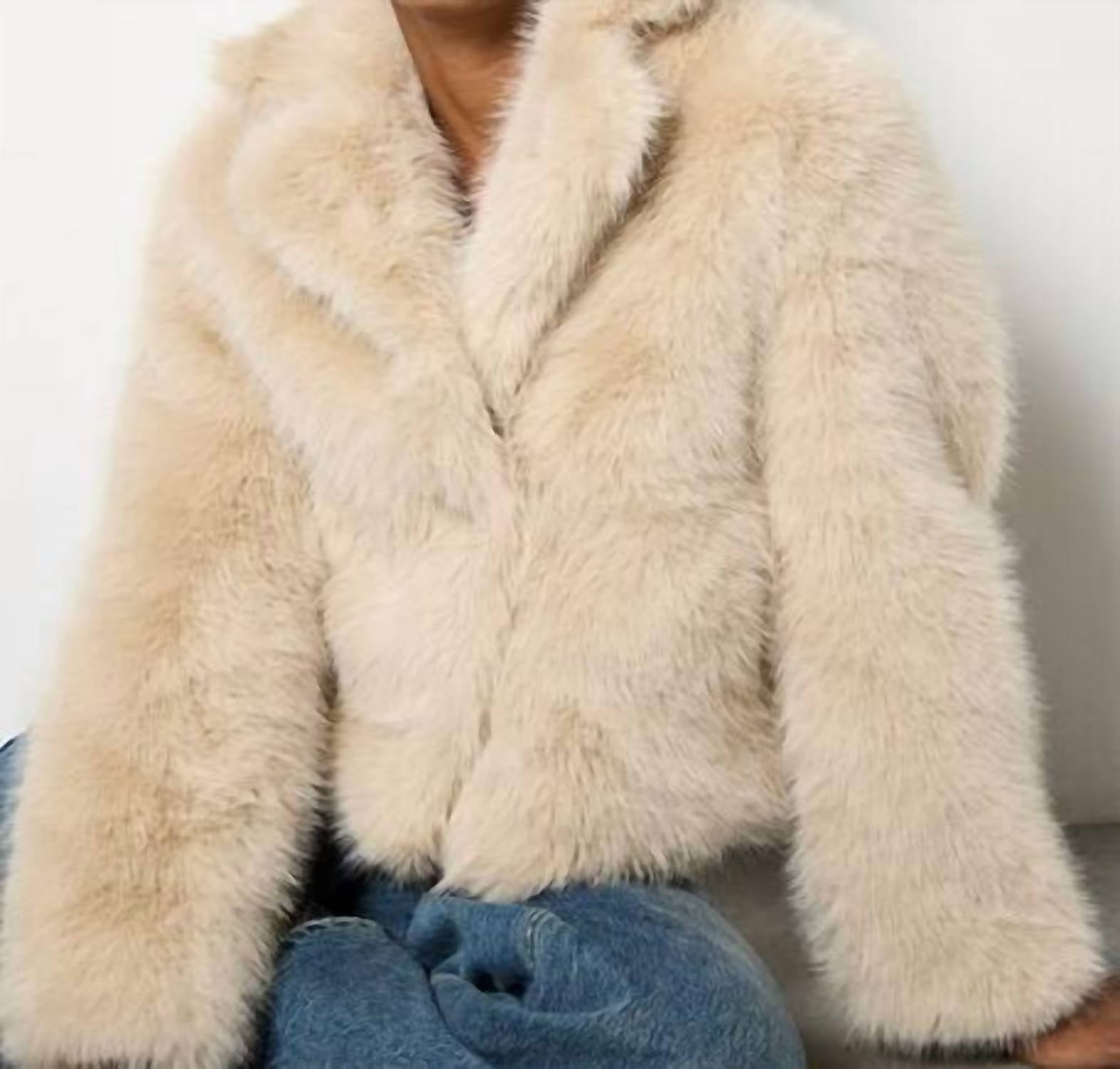Apricot - Faux Fur Long Sleeve Short Coat