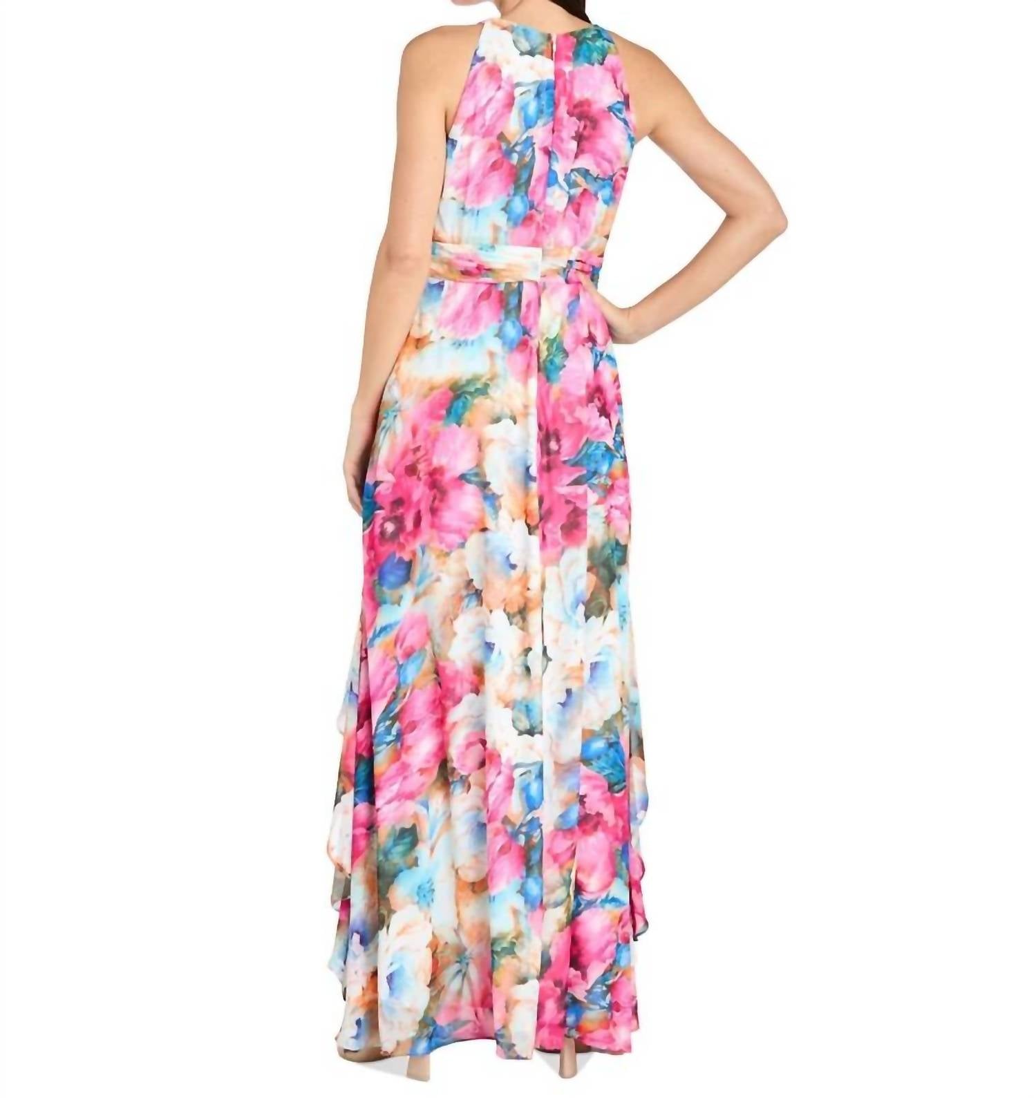 R&M Richards - Floral High Neck Special Occasion Dress