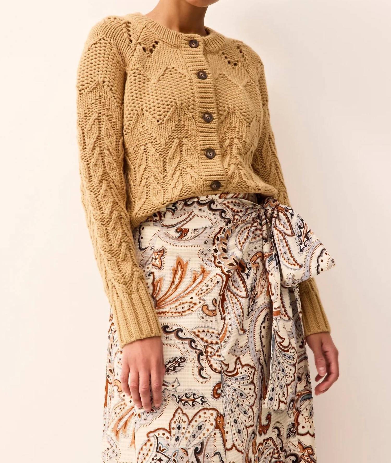 Marie Oliver Esme Cardigan in sesame - women's cardigan - detail view