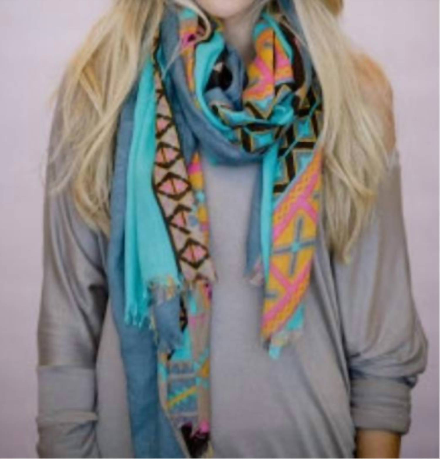 three bird nest Aztec Scarf in turquoise - women's scarf