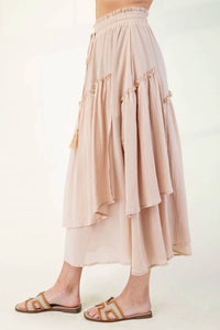 Easel - Cotton Voile Woven Asymmetrical Maxi Skirt