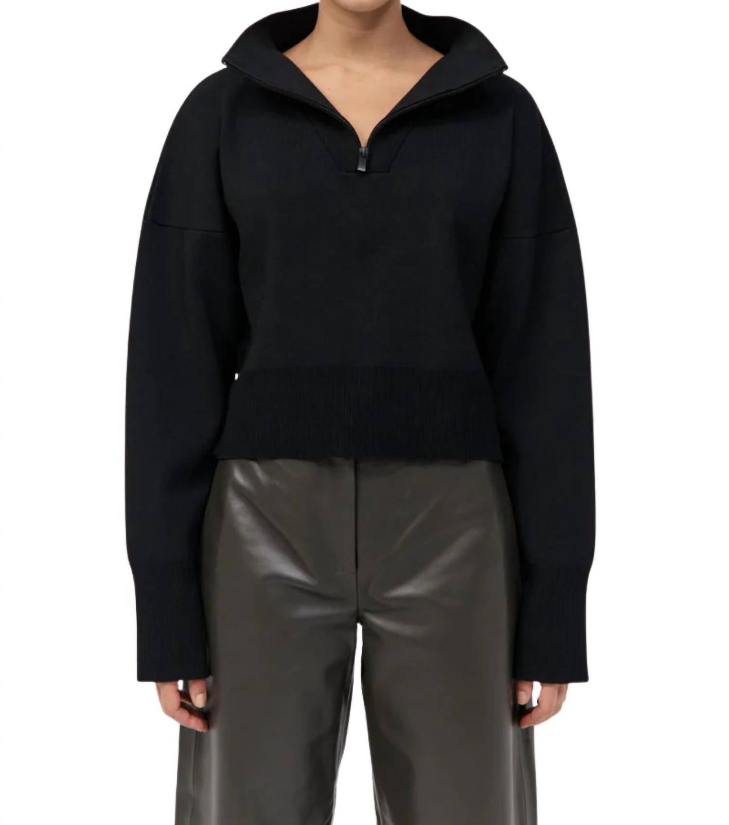St. Agni Milano Knit Zip Jumper in black - women's jacket