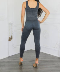 Surelymine - Wash Soft Ribbed Texture Scrunch Butt Pant Set