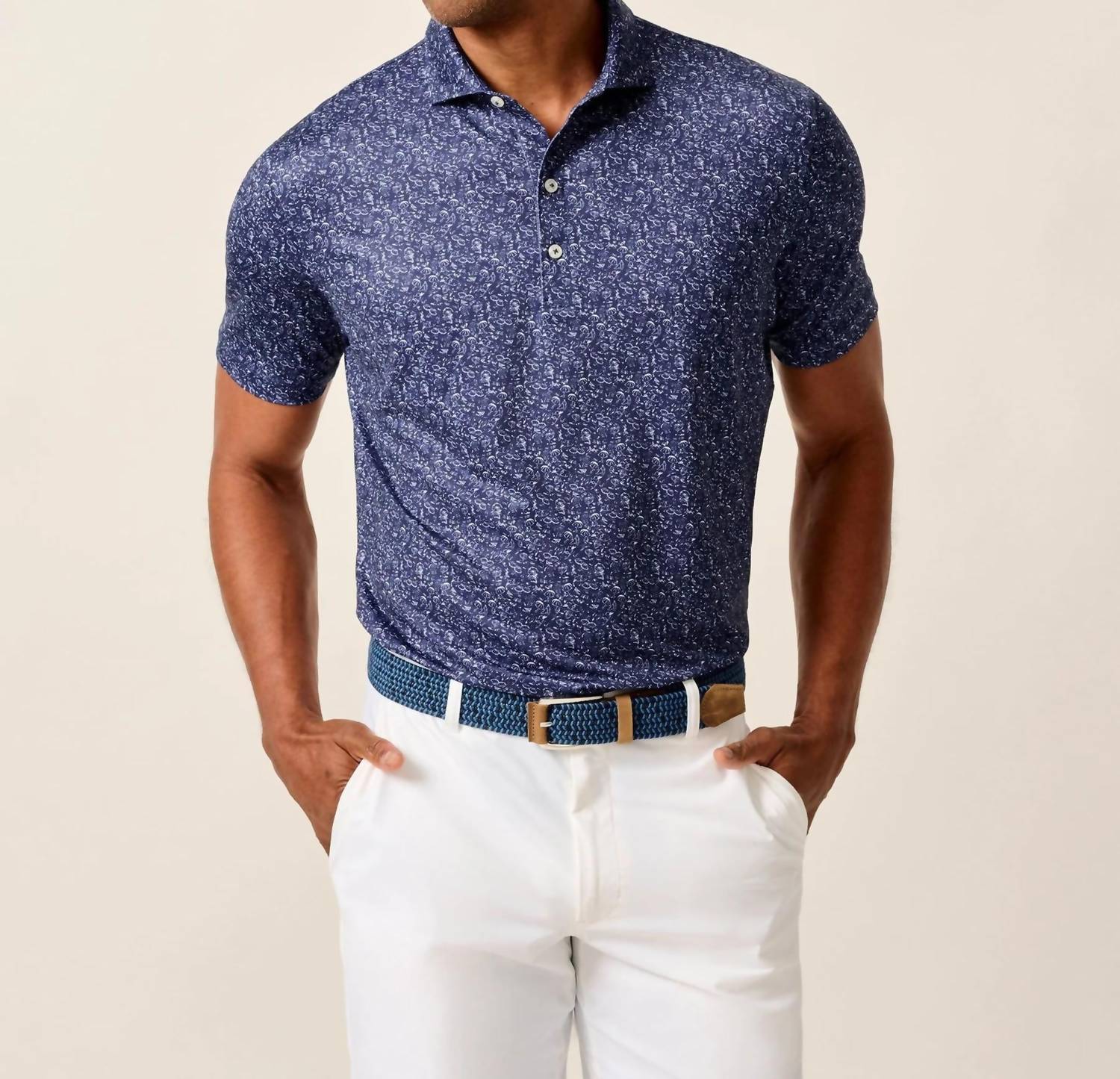 JOHNNIE-O Boggings Performance Polo Shirt in navy - men's shirt