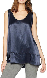Natalie Satin Tank With Ruffle